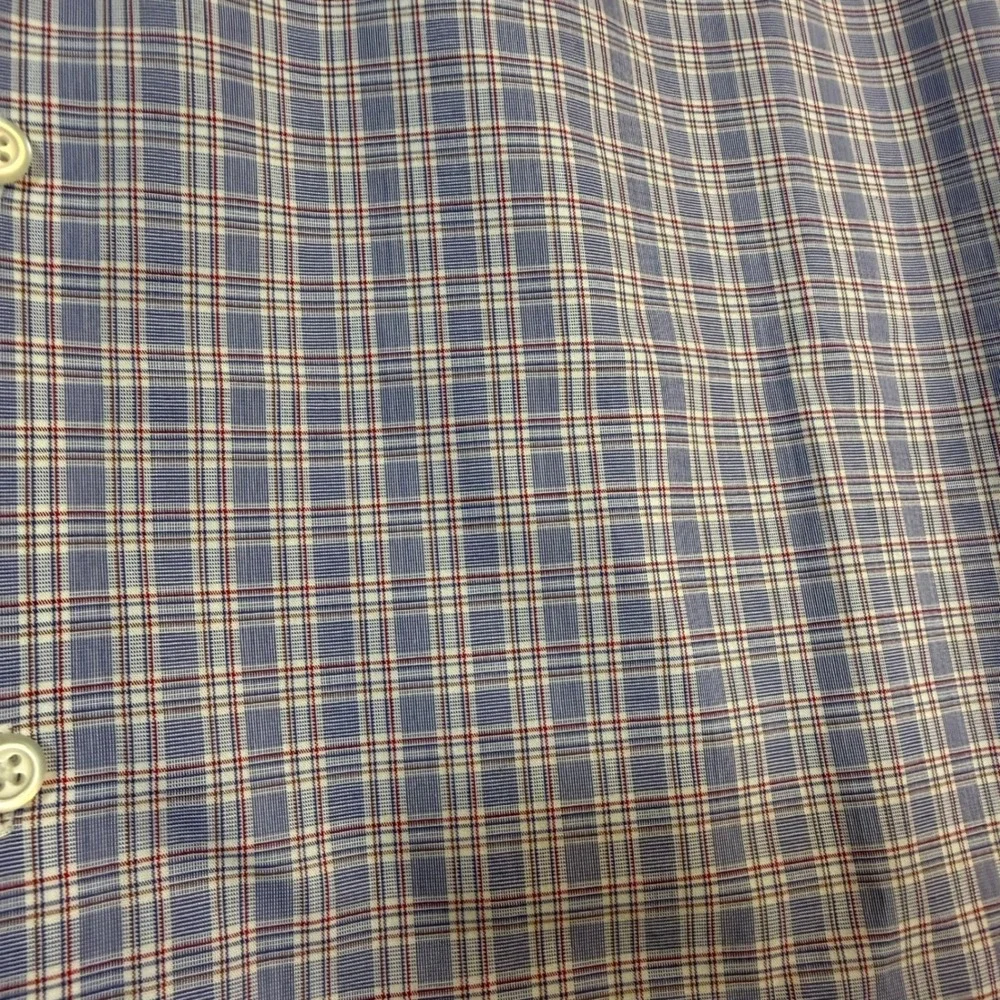 Banana Republic Grant Fit Mens Medium Blue Red Non-Iron Cotton Stretch Shirt